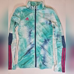 Adidas Womens Windbreaker XS‎ Aqua Tie-Dye Full Zip